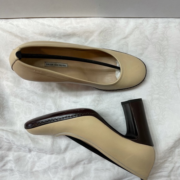 Dries Van Noten vintage acru lthr 4” chunky heel - Picture 4 of 6